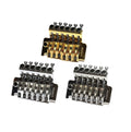 Three locking tremolo guitar bridges in gold and silver finish shown on a white background.
