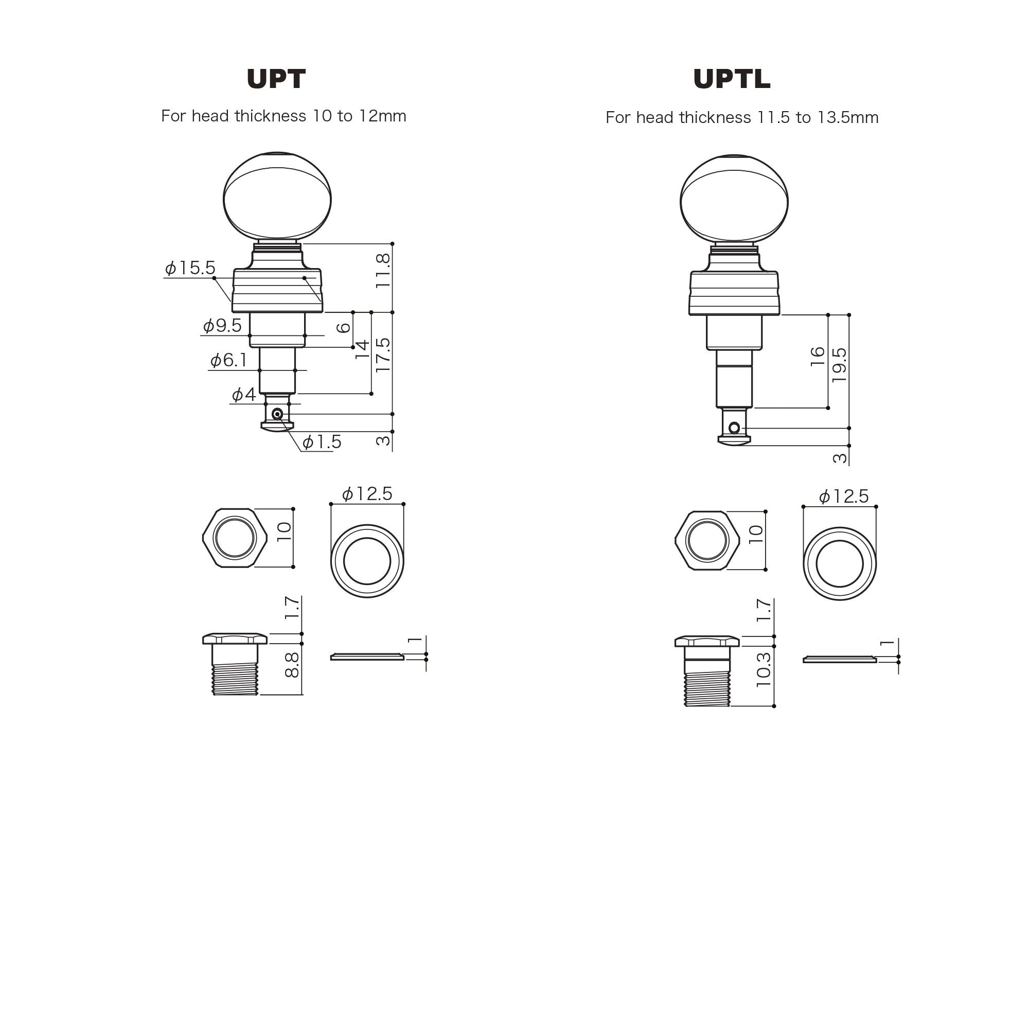 Gotoh UPT-G-UB8 Gold Ukulele Tuning Pegs 2 + 2