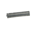 Metal component with six notches, likely a guitar nut, isolated on a white background.