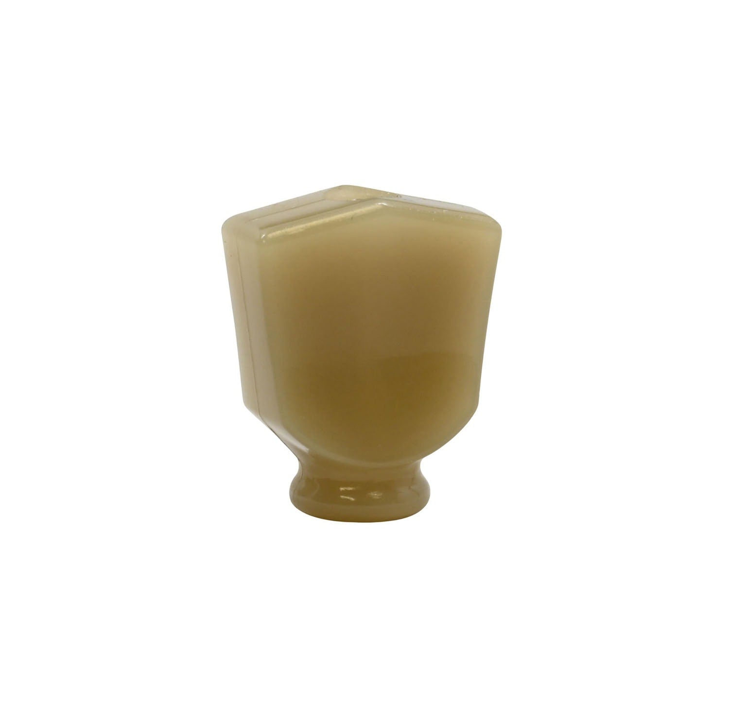 Cream-colored keystone-shaped button for tuning machine head.
