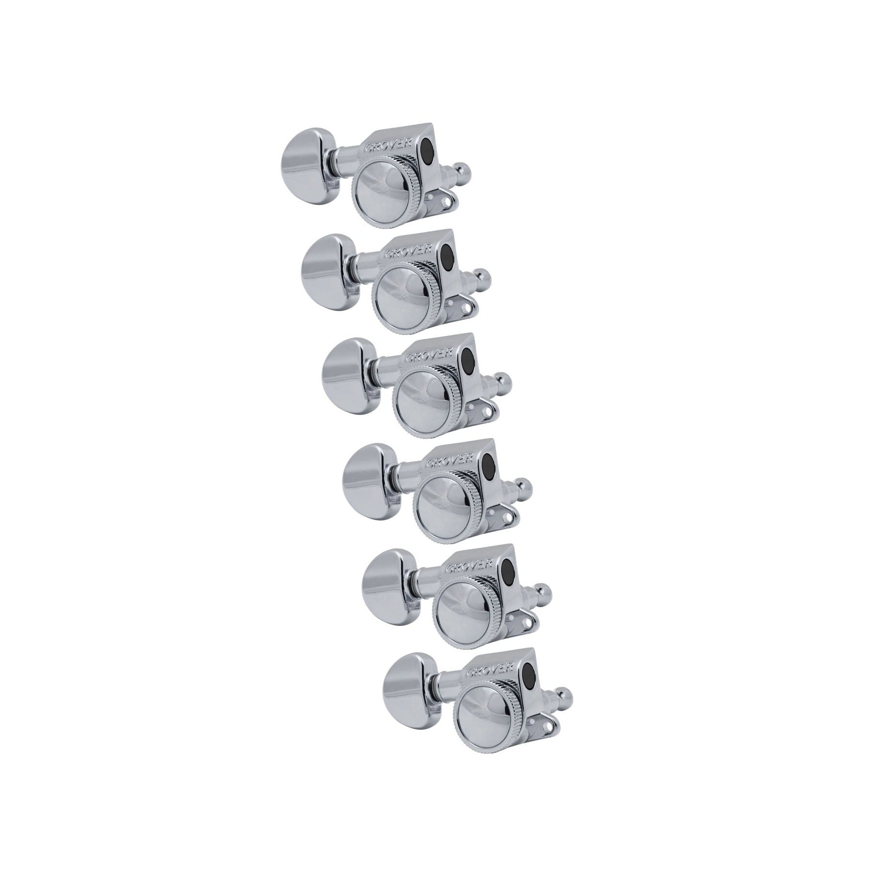 Grover 505CL6 Mid-Size Roto-Grip Locking Rotomatic Left Handed Chrome Machine Heads 6 Inline – Kidney Style