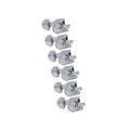 Six chrome guitar tuning pegs arranged vertically with Grover branding visible on each.