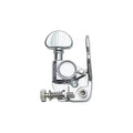 Chrome guitar tuner with Grover branding and adjustment screw on a white background.