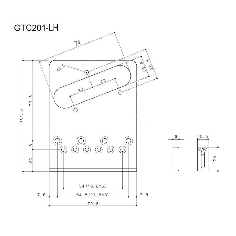 Gotoh GTC201-LH 6 Saddle Left-Handed Tele Style Guitar Bridge