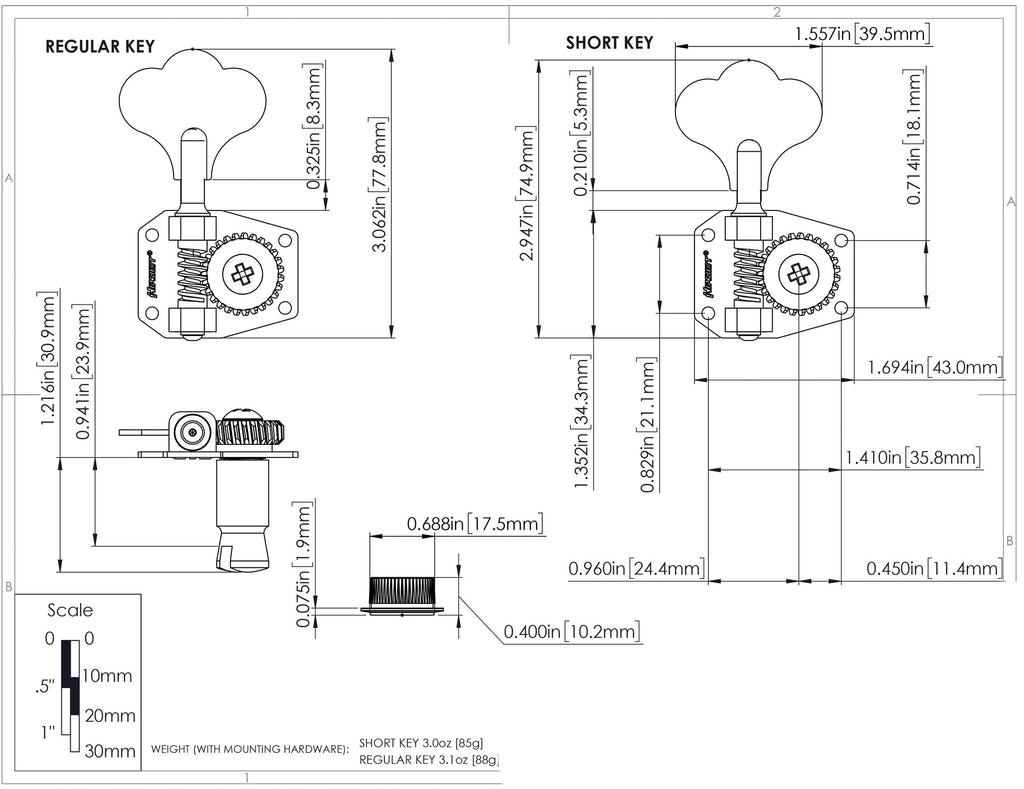 Hipshot HB1 Clover Key Nickel Bass Tuner