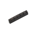 Black bone guitar nut with six string slots shown on a white background.