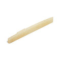 Off-white bone-like shaped guitar saddle piece with a notch on one side.