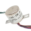 Metal cylindrical electrical transformer with multiple insulated wire leads and mounting tabs on each side.