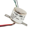Cylindrical metal transformer with multiple colored wire leads and a white label showing specifications.