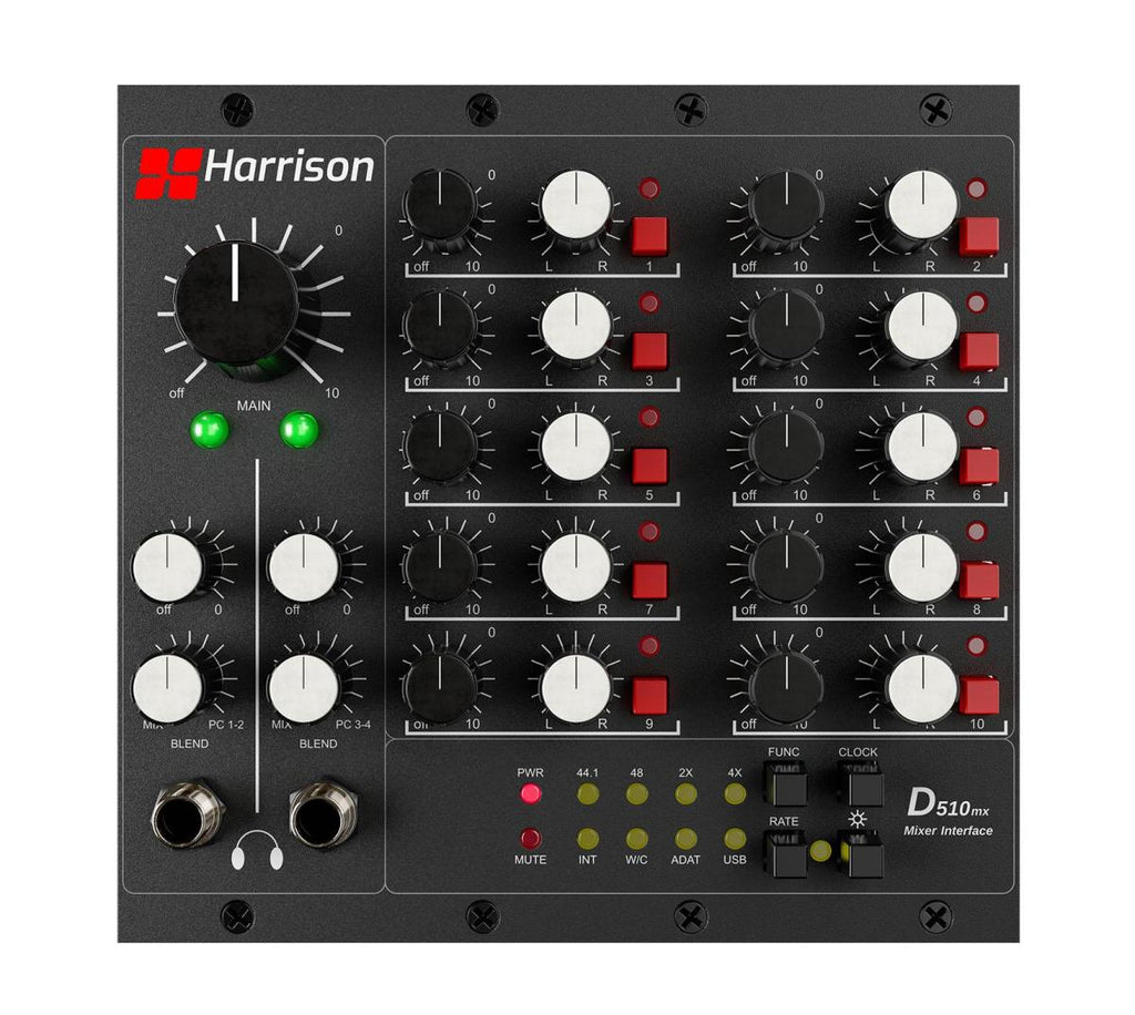 HARRISON AUDIO D510r 500 Series Chassis with D510MX Mixer and 8x 500 Series 32C Preamps