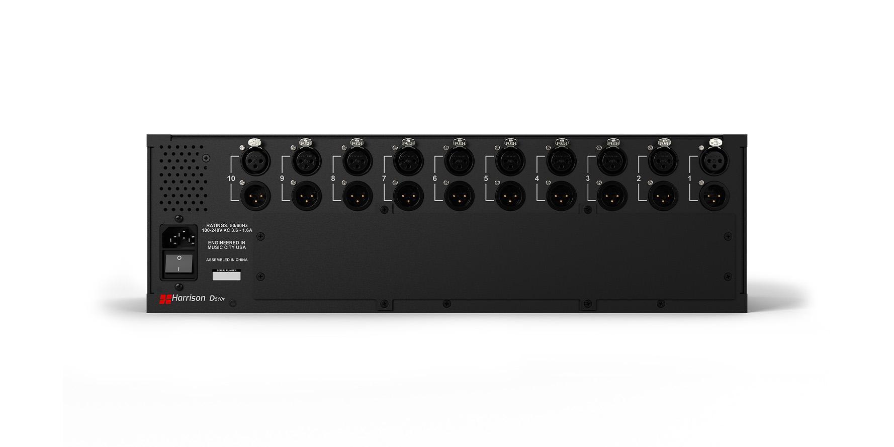 HARRISON AUDIO D510r 500 Series Chassis with D510MX Mixer and 8x 500 Series 32C Preamps
