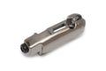 A single metal component with a screw, possibly a guitar bridge saddle, on a white background.