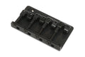 Black metal 4-string bridge with adjustment screws for a bass guitar