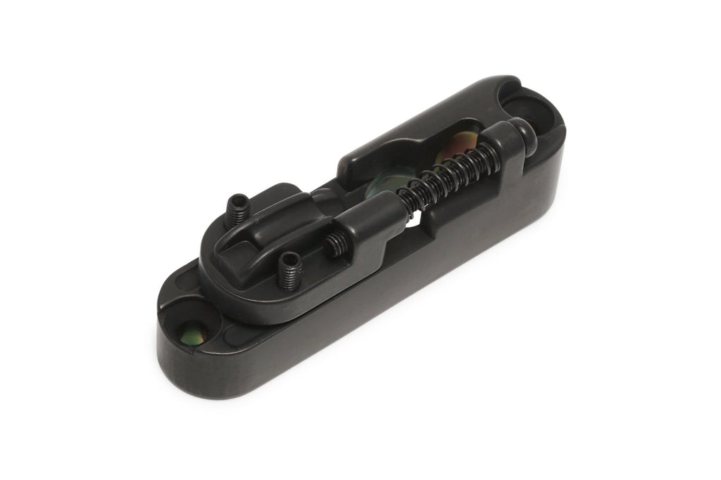 Black metal single string bridge part with spring and adjustment screws