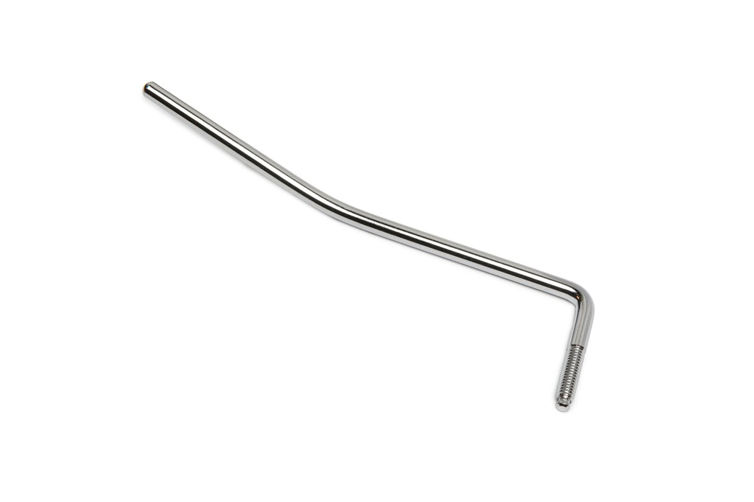 Chrome metal tremolo arm with a threaded screw end for guitar bridge attachment.