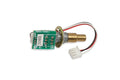 Green circuit board with metal rotary control shaft and three-wire connector attached