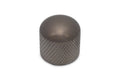 A single black metal knurled knob with a smooth rounded top and textured sides.