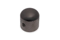 Black knurled metal control knob with a screw adjustment on the side.