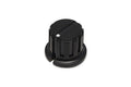 Black plastic rotary control knob with a white marker dot shown on a white background.