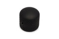 Black matte knurled cylindrical knob with a set screw hole on the side.