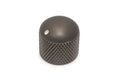 Black metallic knurled knob with a smooth rounded top and a small white indicator dot.