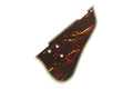 Brown tortoiseshell-patterned guitar pickguard with cream outer edge and mounting holes.