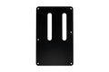 Black rectangular guitar backplate with two long slots and six screw holes.