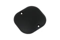 Black plastic jack cavity plate with two screw holes on a white background.