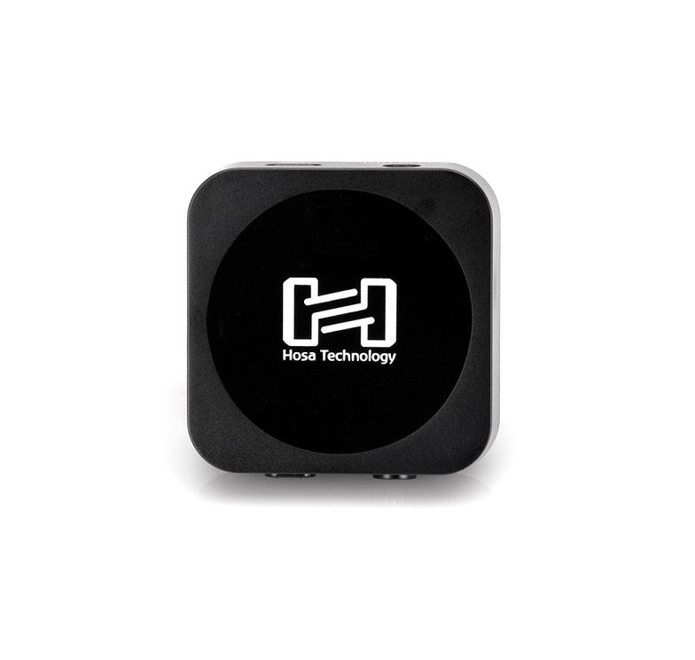 Square black device with rounded corners featuring the Hosa Technology logo on the front.