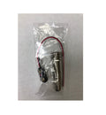A packaged 1/4-inch stereo jack with threaded mount, washer, nut, and a 9V battery clip with attached wires.