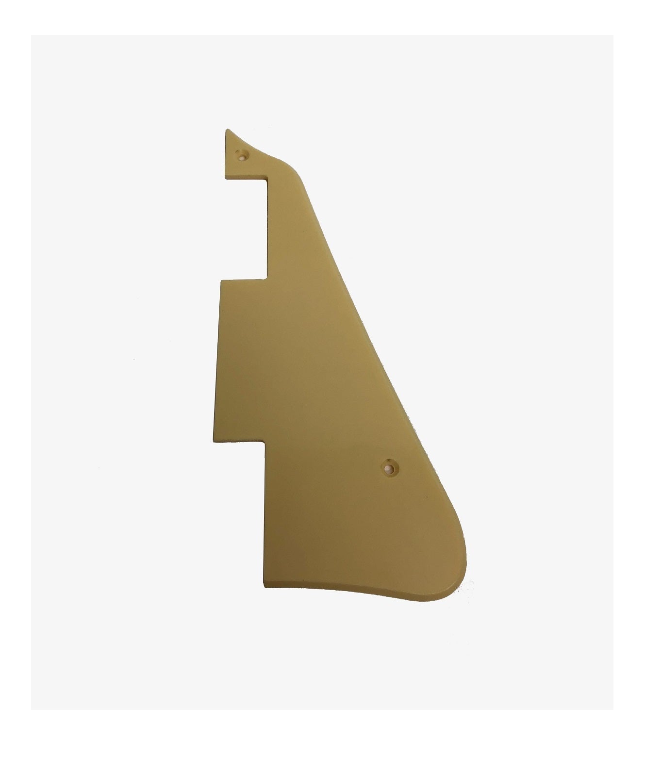 Ivory-colored, single ply guitar pickguard with mounting holes on a white background.