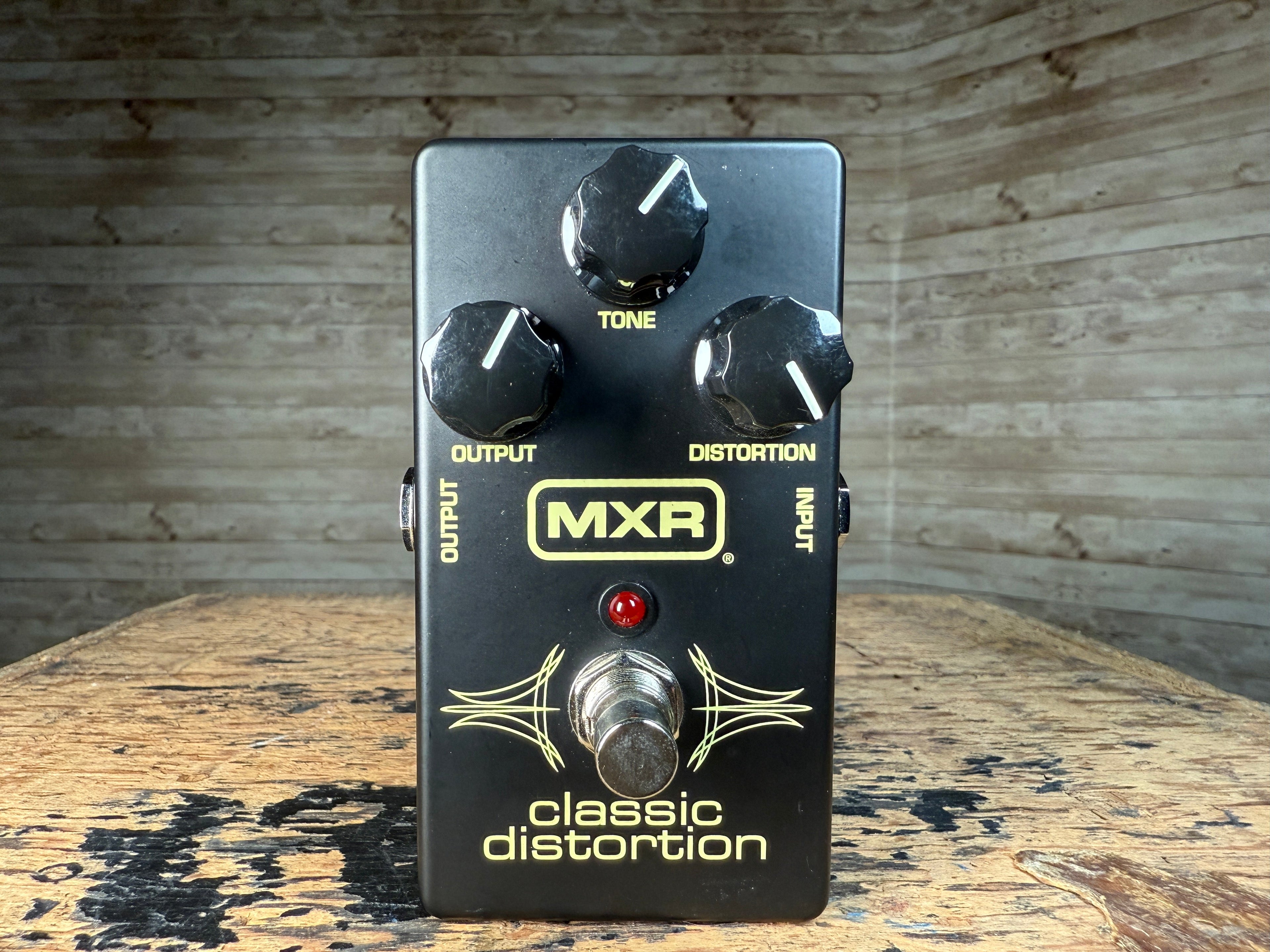 Black MXR guitar effects pedal with three knobs, one footswitch, and input/output jacks.
