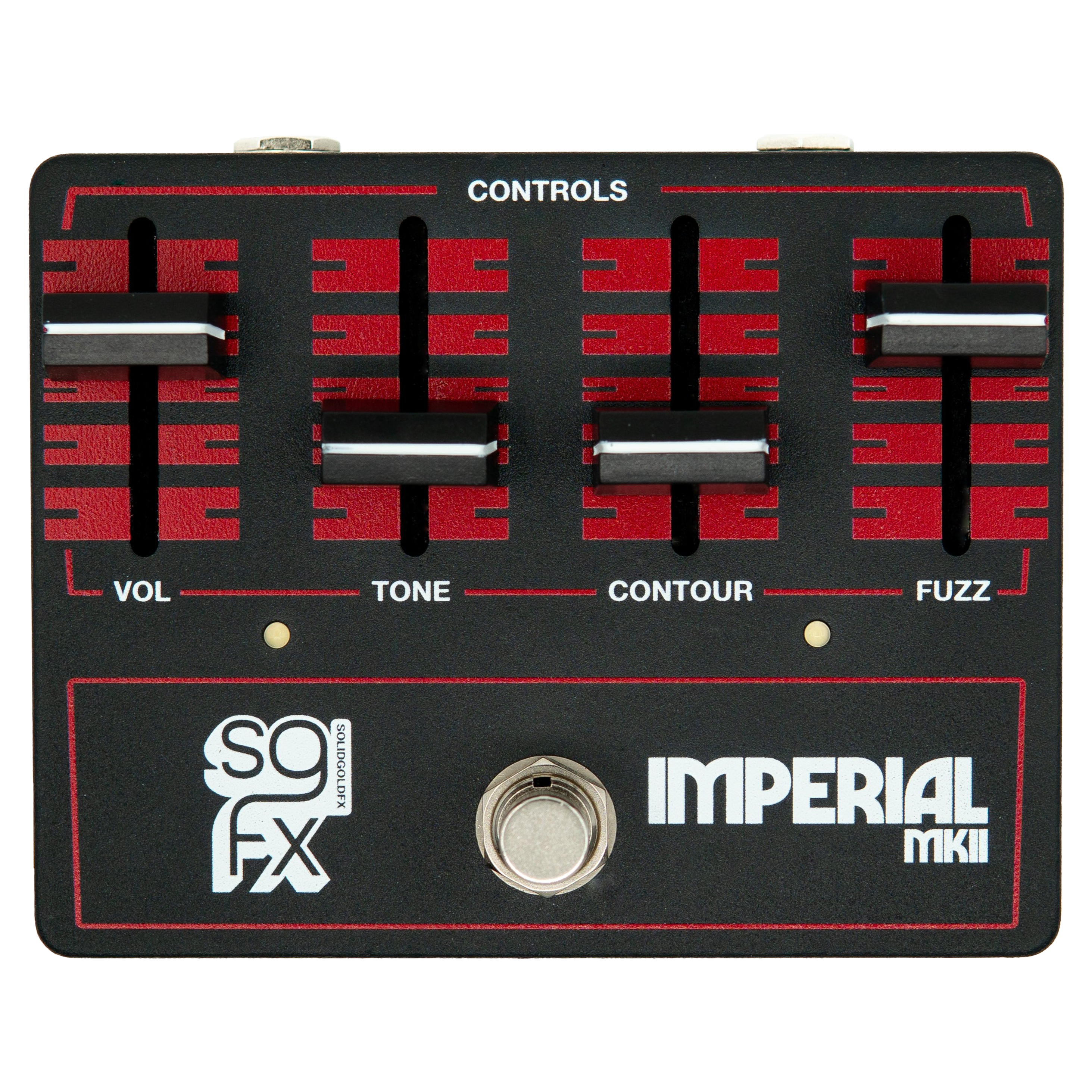 Black rectangular effects pedal with four labeled sliders and one footswitch, branded Imperial MKII.