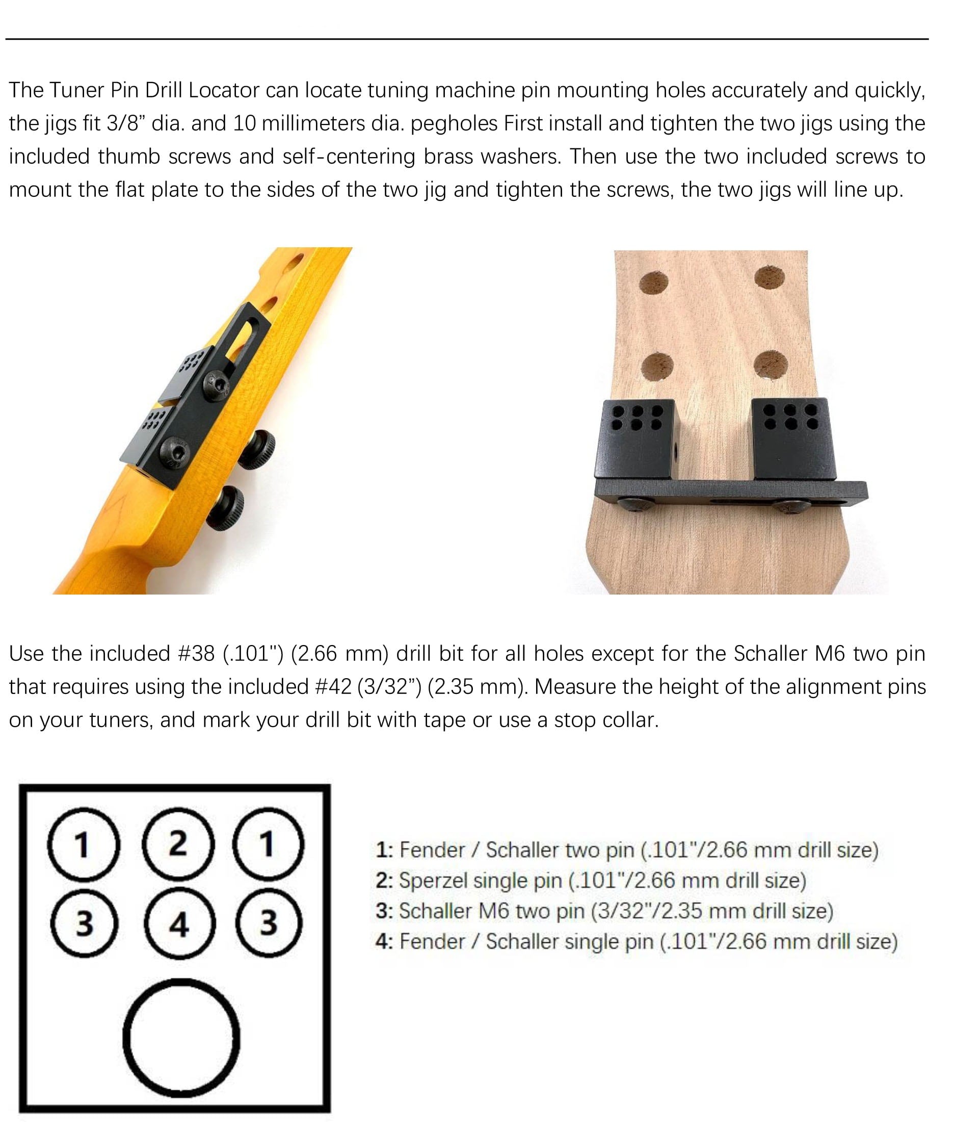 Solo Machine Head Pin Drill Locator — Tuner