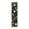 Black Eurorack module with knobs, switches, and multiple 3.5mm jack sockets labeled with control functions.