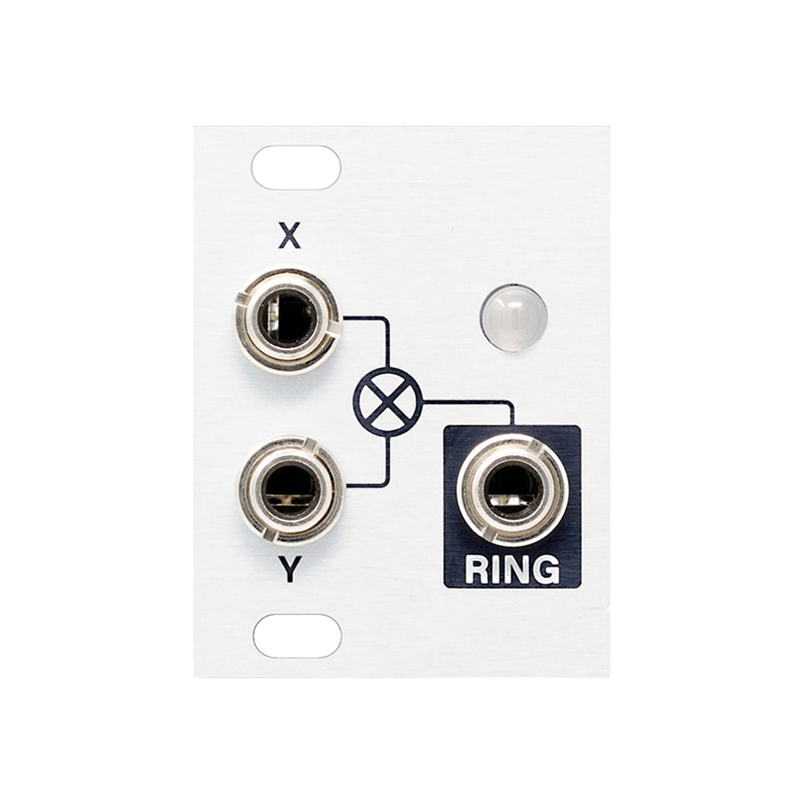 White module panel with three 3.5mm jacks labeled X, Y, and RING and a small round light or indicator.