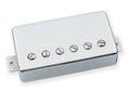 Rectangular nickel-covered guitar pickup with six adjustable pole screws and mounting tabs on each side.