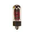 Vacuum tube with glass body, black base, and red printed label reading 5Y3S and JJ logo.