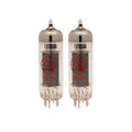 Two clear glass vacuum tubes with red JJ logo and EL 84 markings shown side by side.