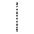 Narrow white eurorack module with eight 6.35mm mono jacks labeled with voltage values and outputs.