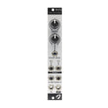 Gray eurorack module with two knobs and eight 3.5mm audio jacks labeled for pivot, send, return, input, and output.