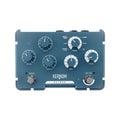 Blue guitar effects pedal with knobs labeled shape, mood, speed, depth, mix, swirl, and two footswitches.