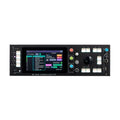 Front view of a Kodamo EssenceFM MKII synthesizer module with screen, knobs, buttons, and USB and headphone jacks.