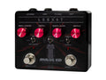 Black Lerxst Analog Kid chorus pedal with red knobs and two foot switches, labeled for left and right bypass.
