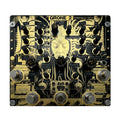 Black and gold audio pedal with multiple knobs, footswitches, and toggle switch labeled Grone 2 by maneco labs.