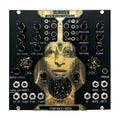 Black and gold Maneco Labs Grone Drone eurorack module with multiple knobs and audio jack connectors.