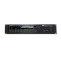 Front view of a Roland Super JX MKS-70 synthesizer module with buttons, display, dial, and connectors.