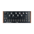 Front view of a black Moog Spectravox semi-modular analog spectral processor with knobs, switches, and jacks