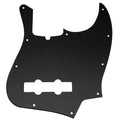 Black plastic guitar pickguard with 10 screw holes and two rectangular cutouts.