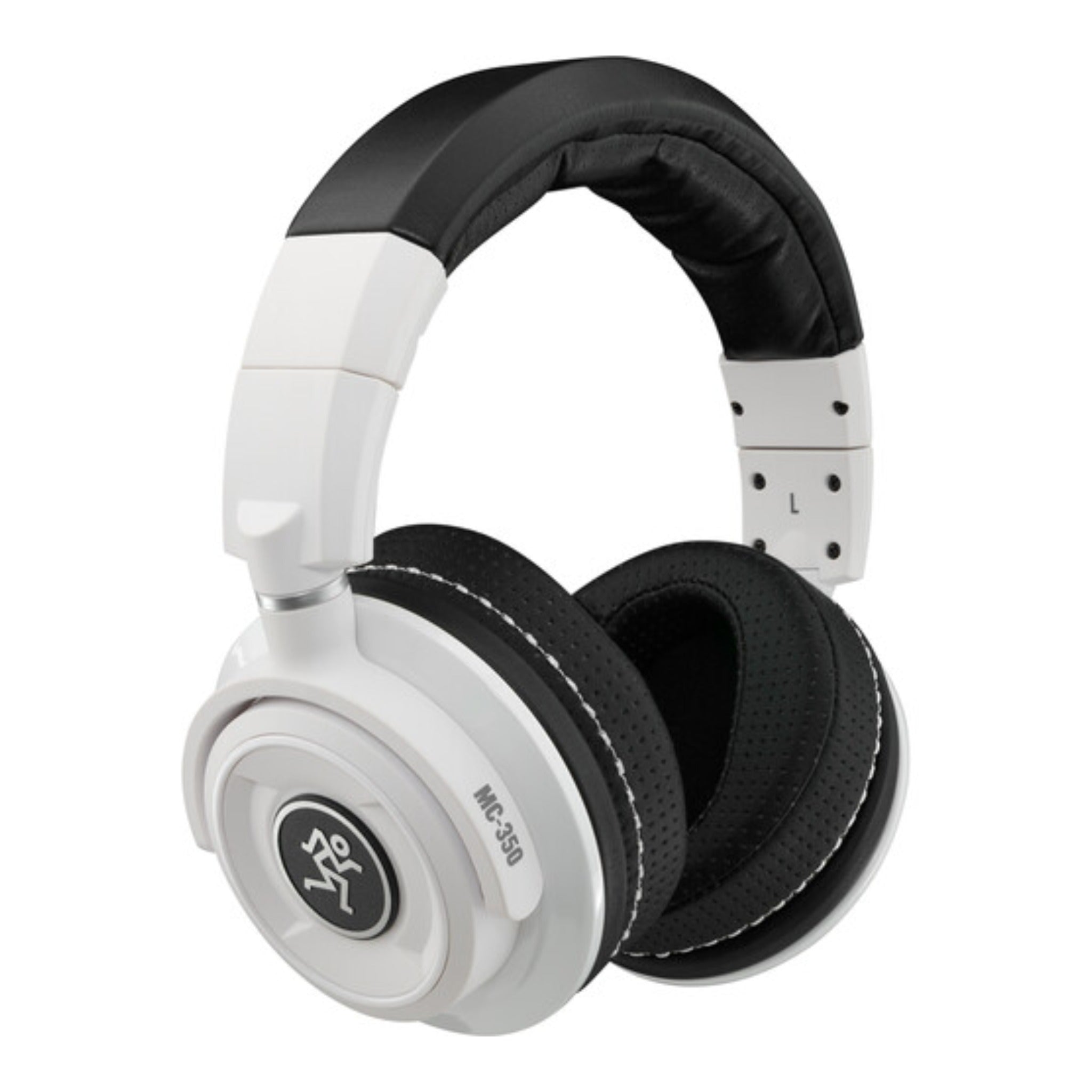 White over-ear headphones with black padded ear cushions and headband padding.